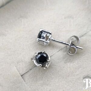 4MM Round Cut Simulated Black Diamond Solitaire Stud Earrings 925